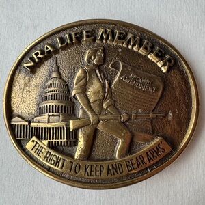 NRA Life Member Solid Brass Belt Buckle Collectors Edition